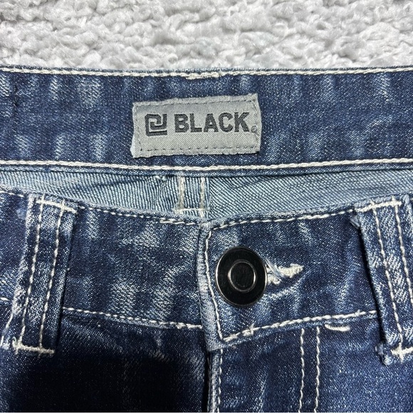 CJ Black Jeans Mens 30 Slim Straight Flex Denim Distressed Big Stitch Party Hole - Picture 2 of 5